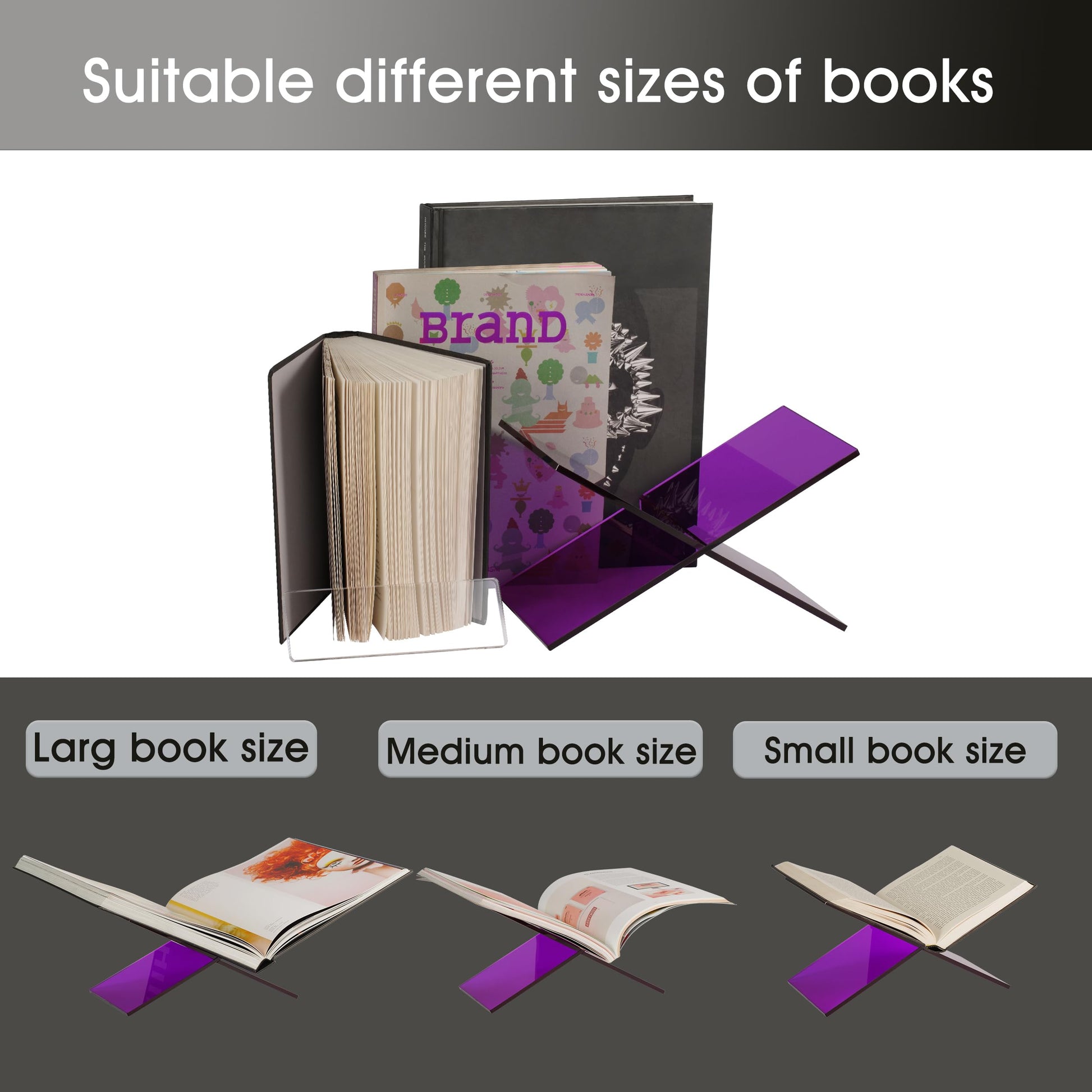 LIZ QNNALY Large Clear Acrylic Book Stand - Perfect for Displaying Open Bibles, Cookbooks on Coffee