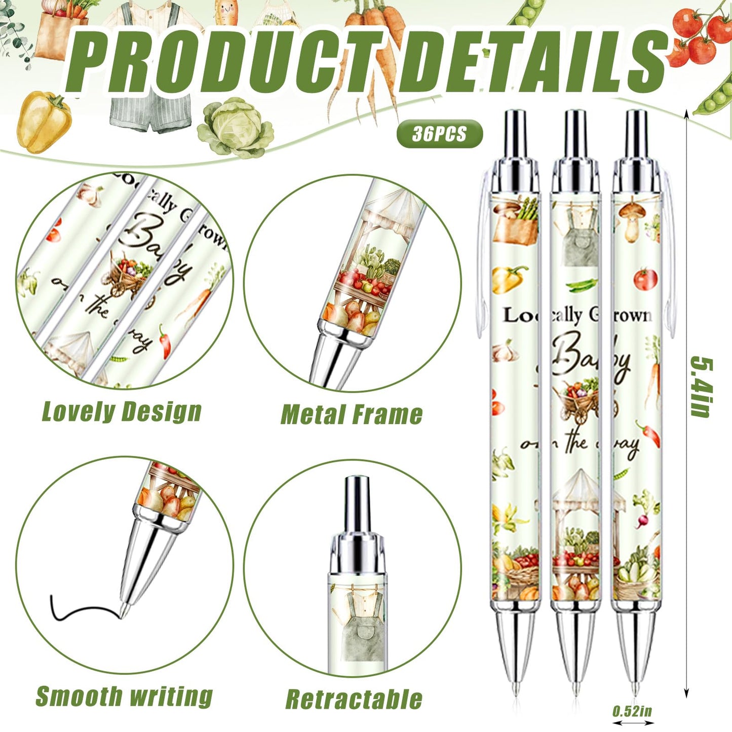 145 Pieces Locally Grown Baby Shower Gifts for Guest Farmers Market Baby On the Way Ballpoint Pens