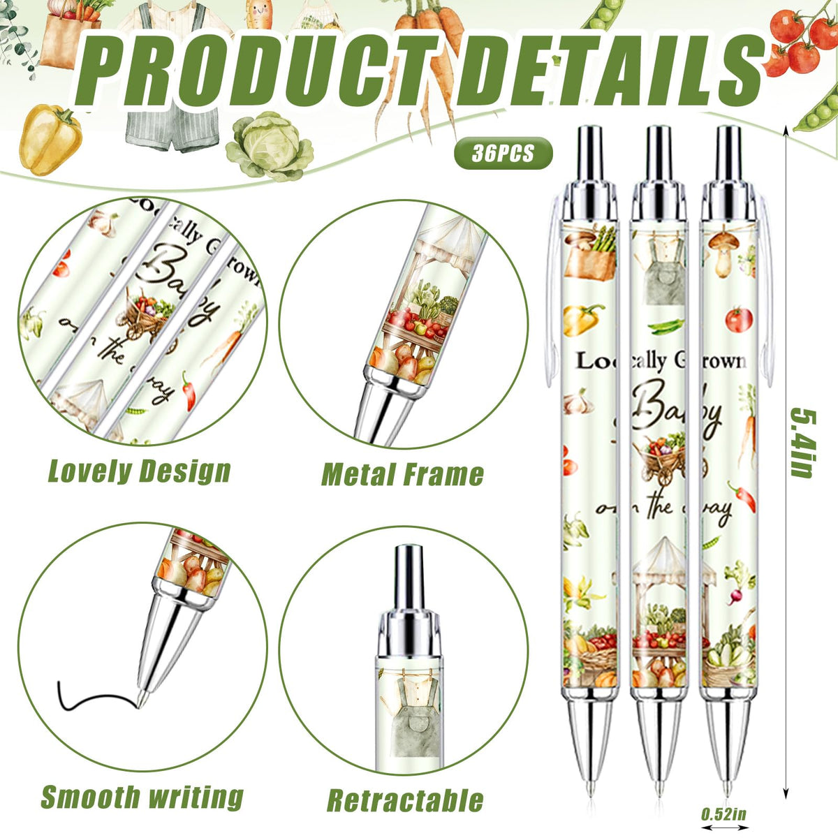 145 Pieces Locally Grown Baby Shower Gifts for Guest Farmers Market Baby On the Way Ballpoint Pens