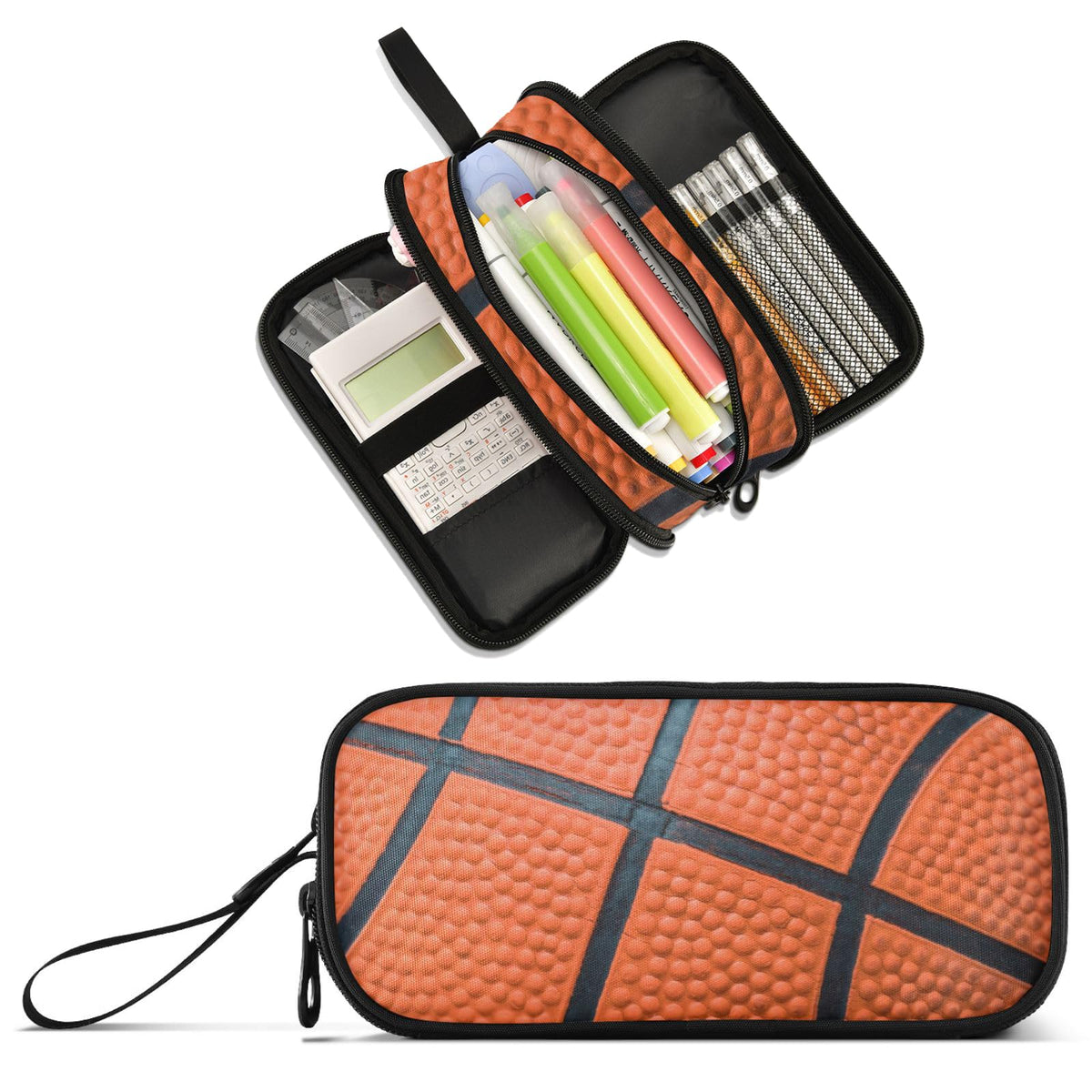 XUWU Basketball Print Large Capacity Pencil Case Pencil Pouch Pen Box