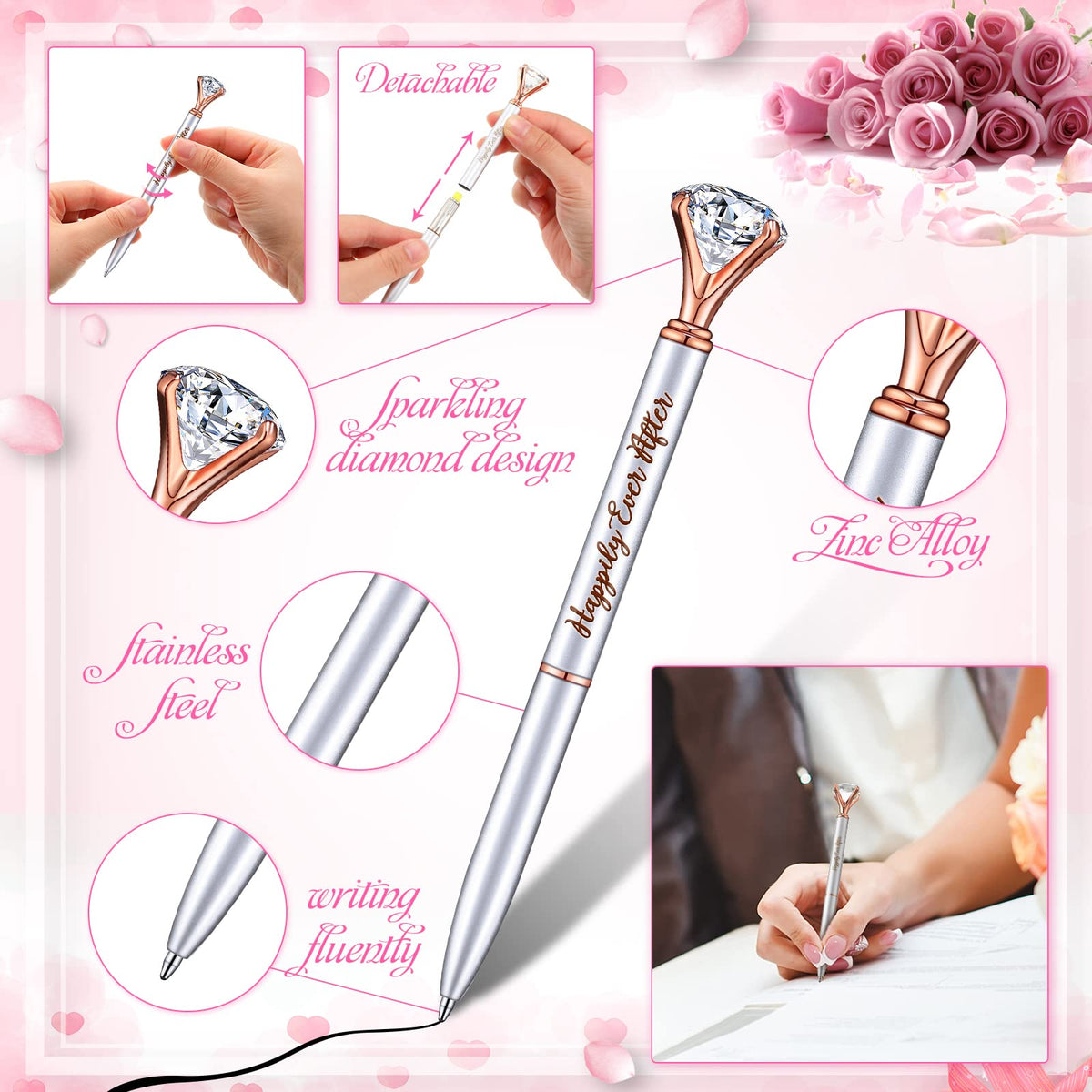 Yexiya 60 Pcs Bridal Shower Gifts Wedding Diamond Pens for Guests
