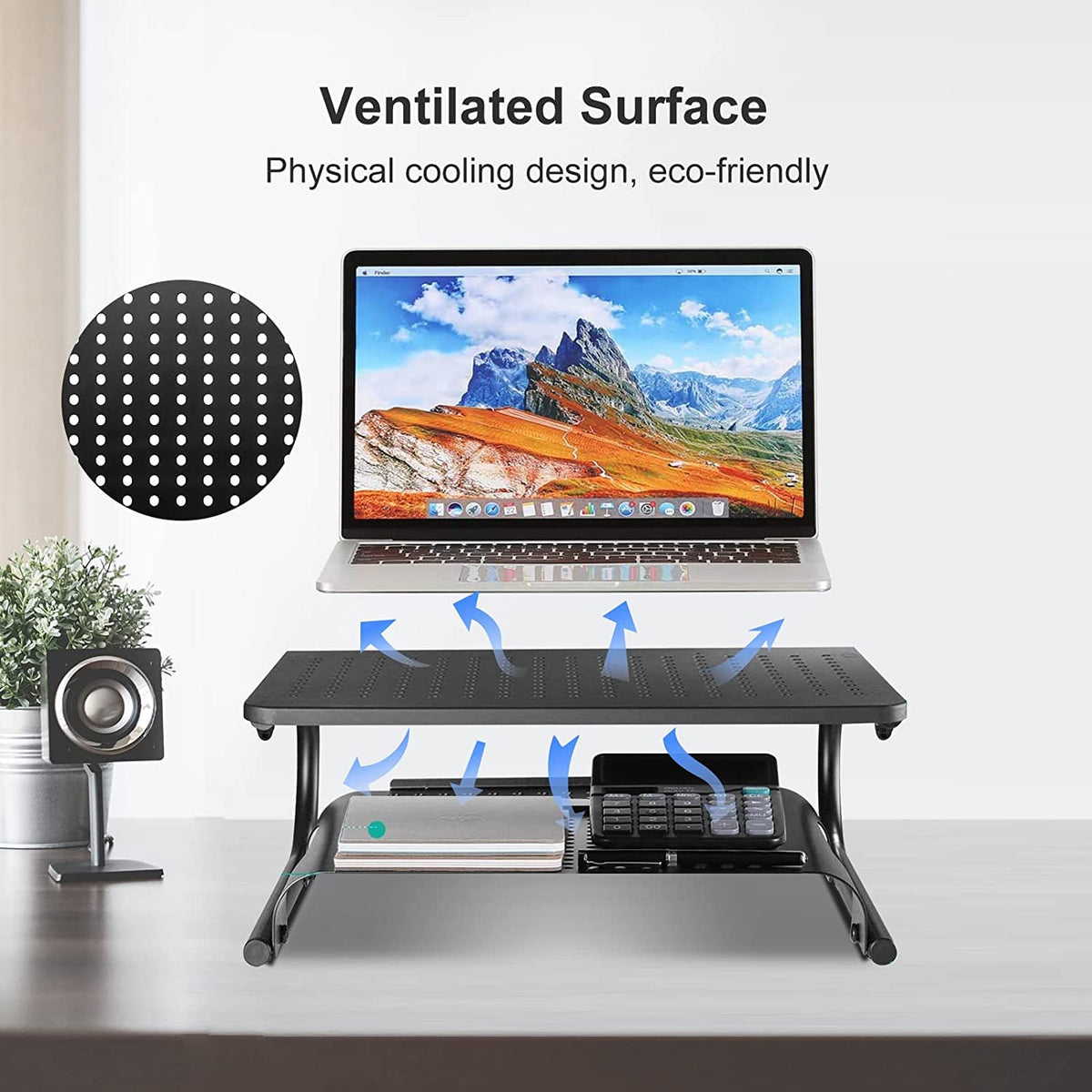 suptek Double-Deck Desk Monitor Stand Riser for Computer,Laptop,Printer, Notebook and All Flat