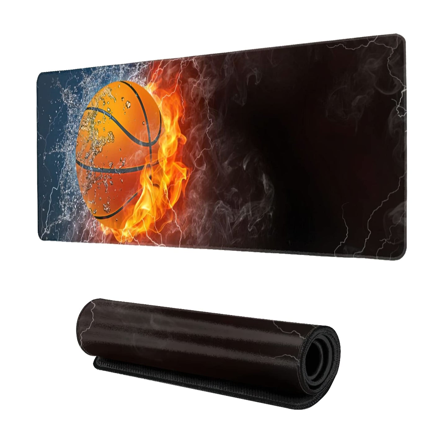 ZTHLL Desk Mat,Basketball Fire and Water Gaming Mouse Pad,XXL Extended Mouse Pad Mat for