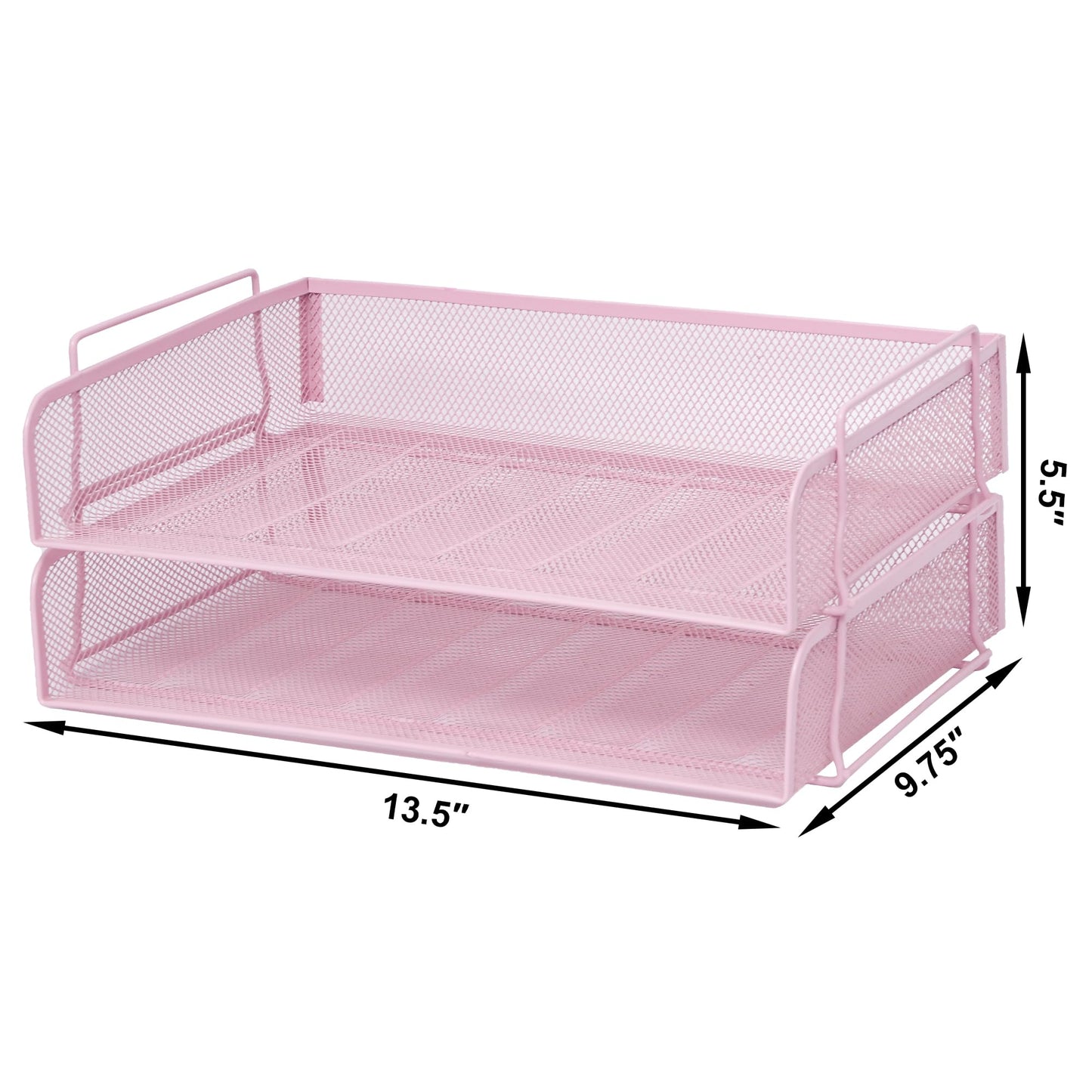 EASEPRES 2 Pack Stackable Desk Paper Tray, Metal Mesh Desktop Document Letter File Organizer for