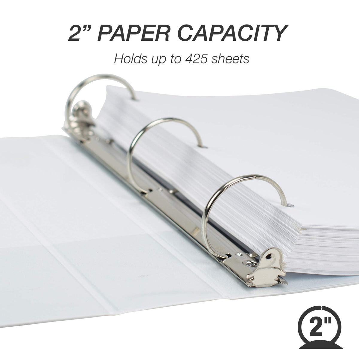 Samsill 4 Pack Durable 2 Inch 3 Ring Binders, Round Ring, Clear View Cover for Presentations, White
