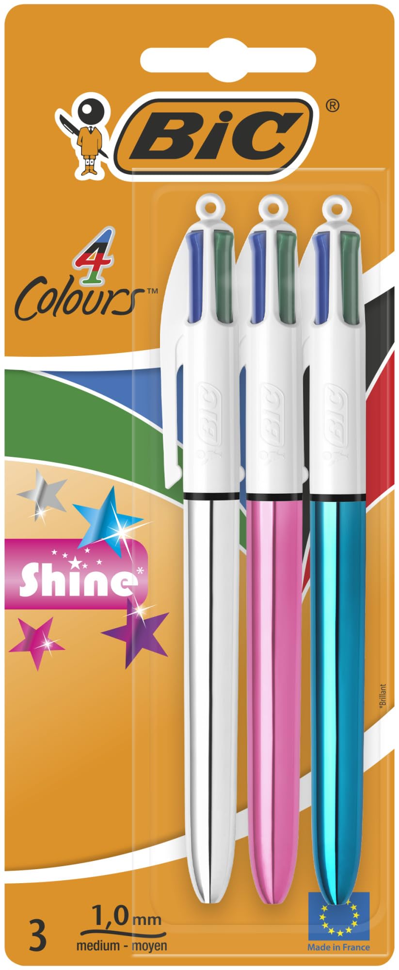BIC BOLIGRAFO 4 COLORES SHINE BLISTER 3 UNIDADES