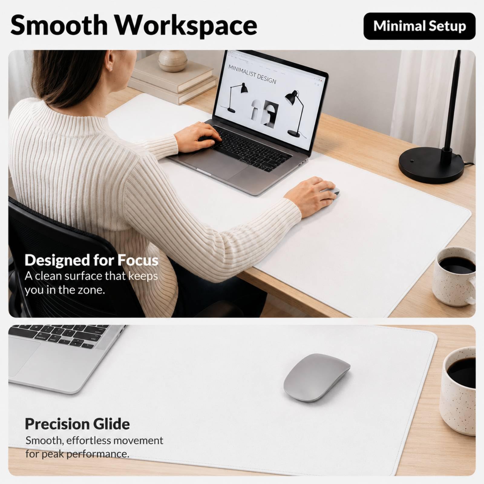 AFIING Cork Desk Mat 35.4" x 17", Dual-Sided Natural Cork & PU Leather Desk Pad, Non-Slip