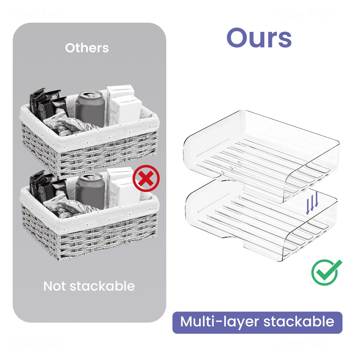 Tomorotec 2 Pack Clear Stackable Letter Tray, A4 Desk File Organizer Set