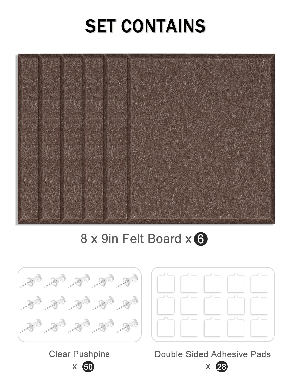 Hsurbtra Cork Board for Wall 24 x 18 Inch, 6 Pack Felt Bulletin Notice Board with Pushpins for