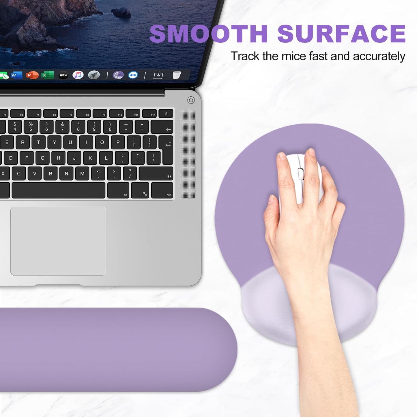 AIMSA Mouse Pad with Wrist Rest Support, Keyboard Wrist Rest Set, Ergonomic Memory Foam Mousepad