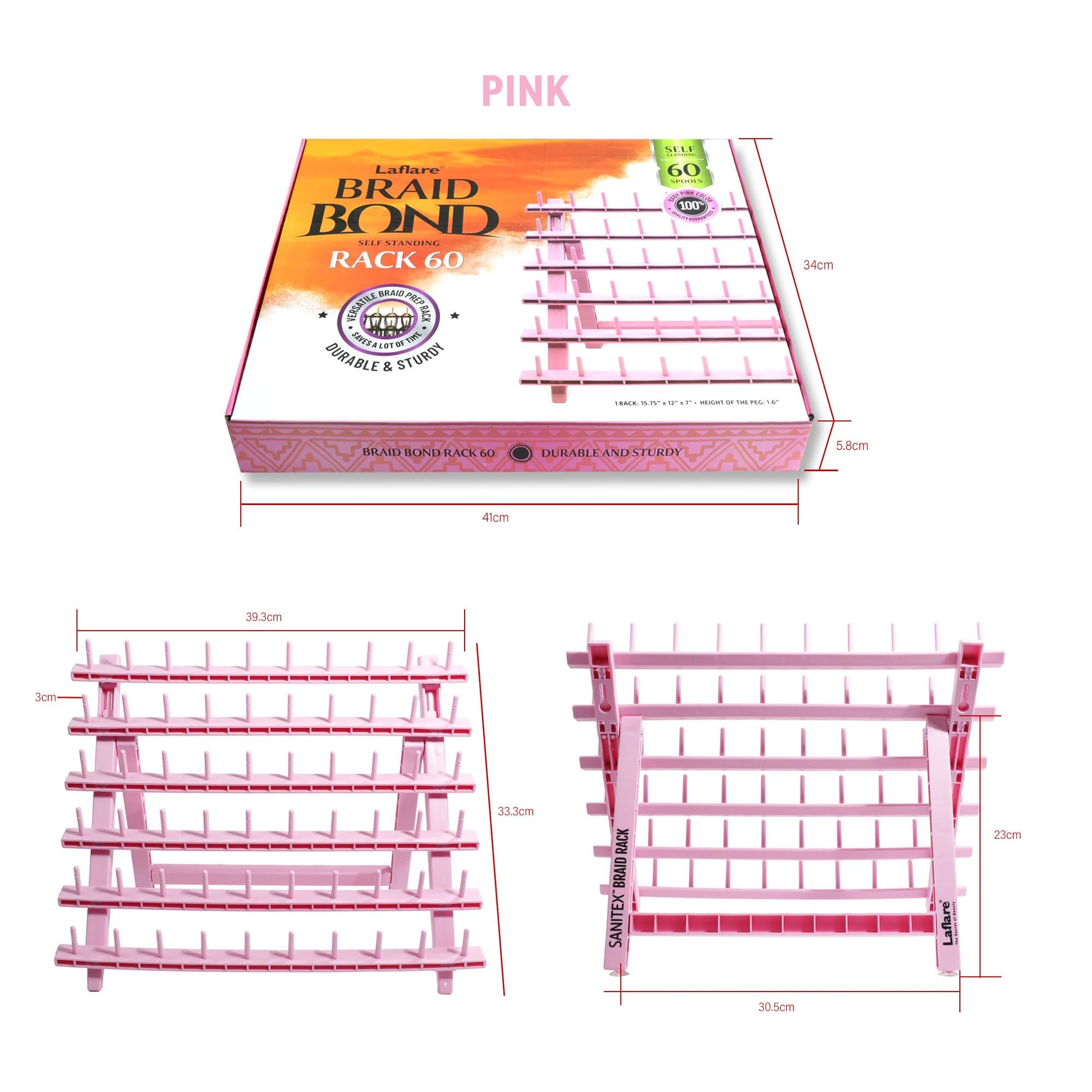 Laflare Braid Rack 60 Spools, PP Braiding Hair Stand, Thread Rack, Sewing Organizer, Quilting
