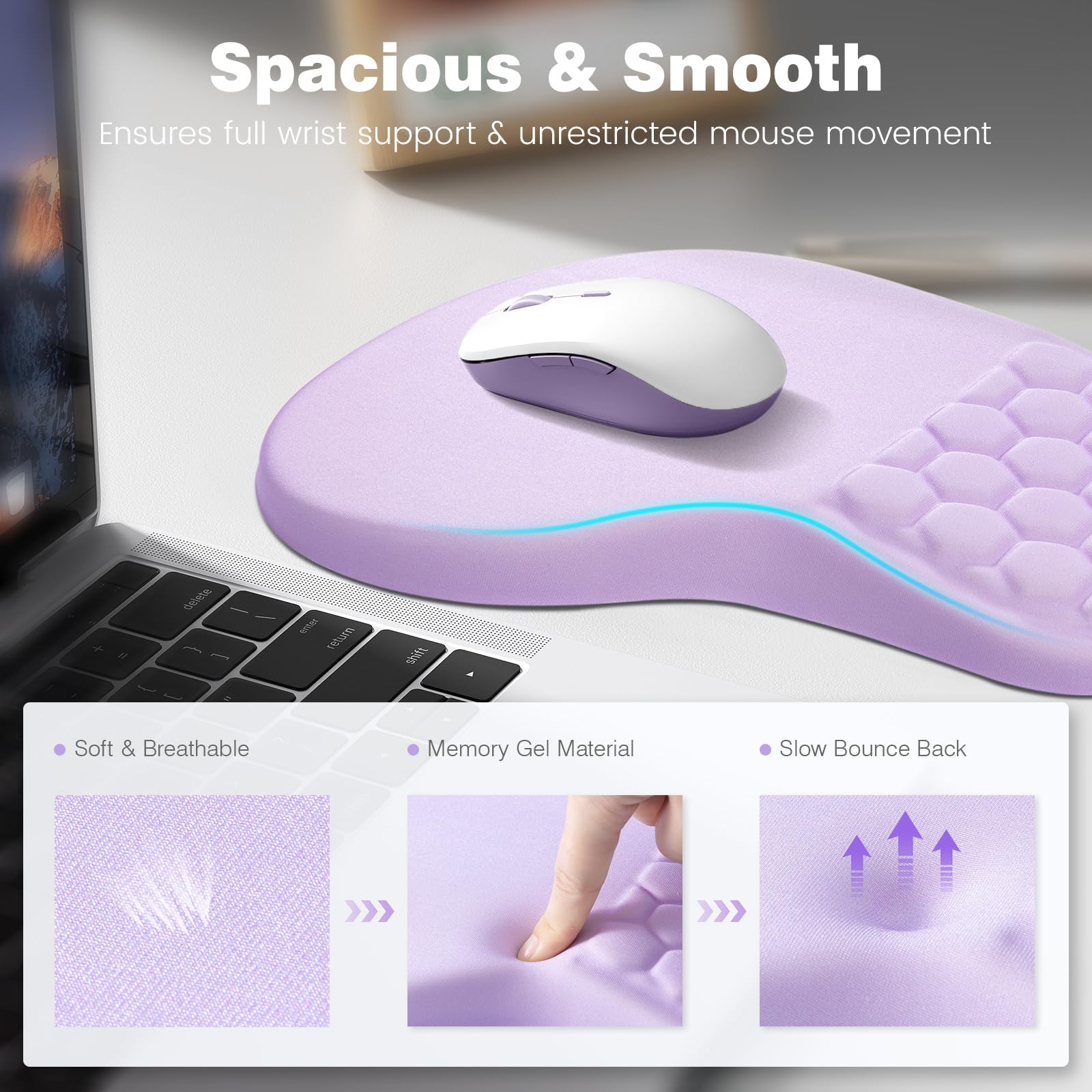 Ospelelf Ergonomic Mouse Pad and Keyboard Stand Wrist Rest Set, Memory Foam Comfort, Pain Relief
