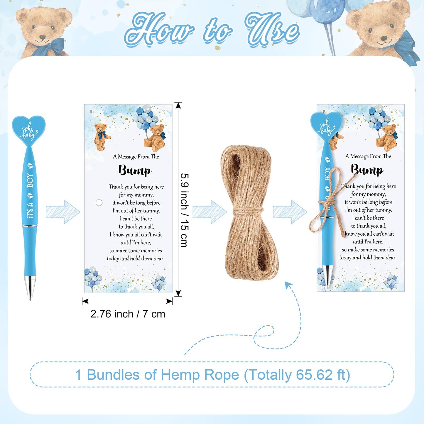 Qeeenar 50 Set Gender Reveal Gifts for Guests Baby Shower Favors, Blue