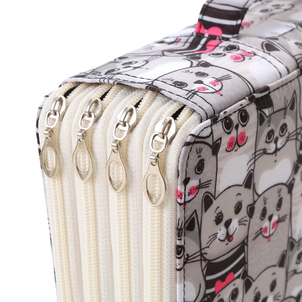 Lbxgap 300 Individual-Slots Pencil Case 4-Layer Zipped Holder w/Handle