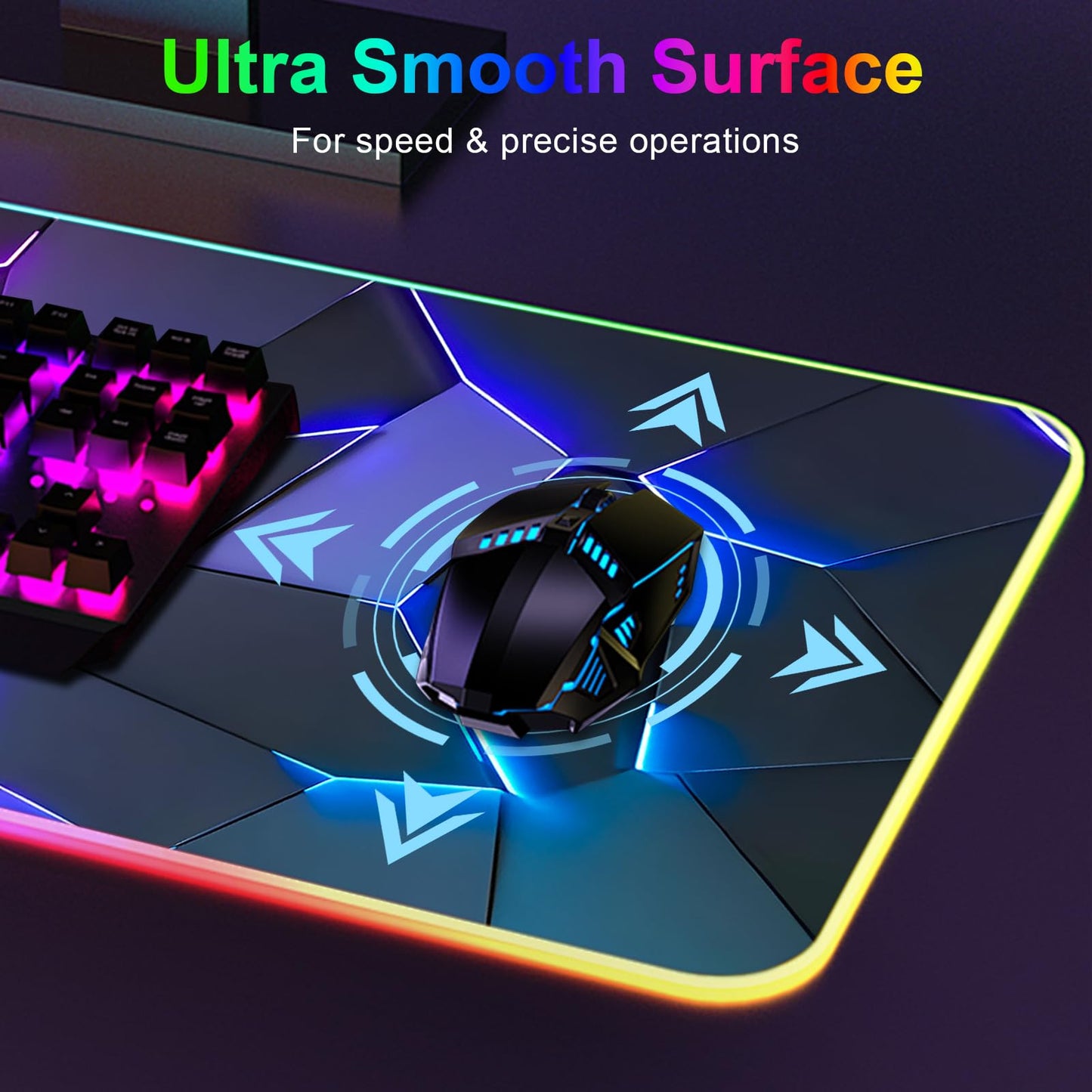 RGB Mouse Pad, Gaming Mousepad with 13 LED Light Modes