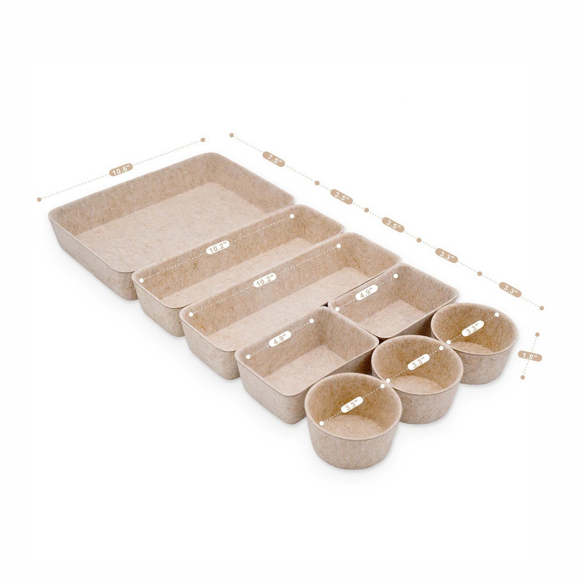 Welaxy Office Desk Drawer Organizer Tray hygge aesthetics 8 pc bin Oatmeal