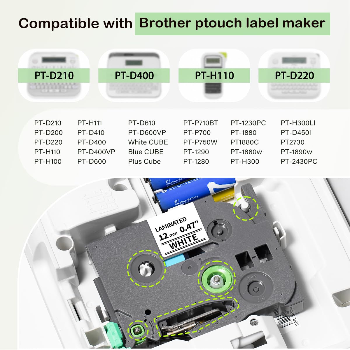 12mm 0.47" 1/2in TZ Label Maker Tape Refill Compatible with Brother TZe-231