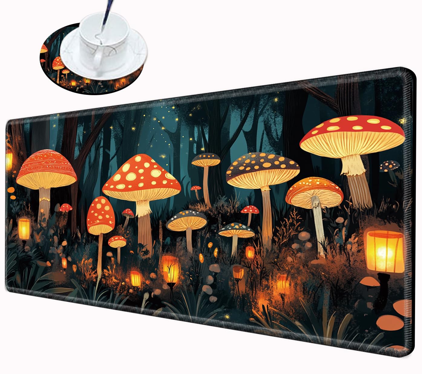 Large Mouse Pad Gaming Desk Pad Mushroom Mousepad for Wireless Mouse XXL 31.5''X15.75'' Big Desk