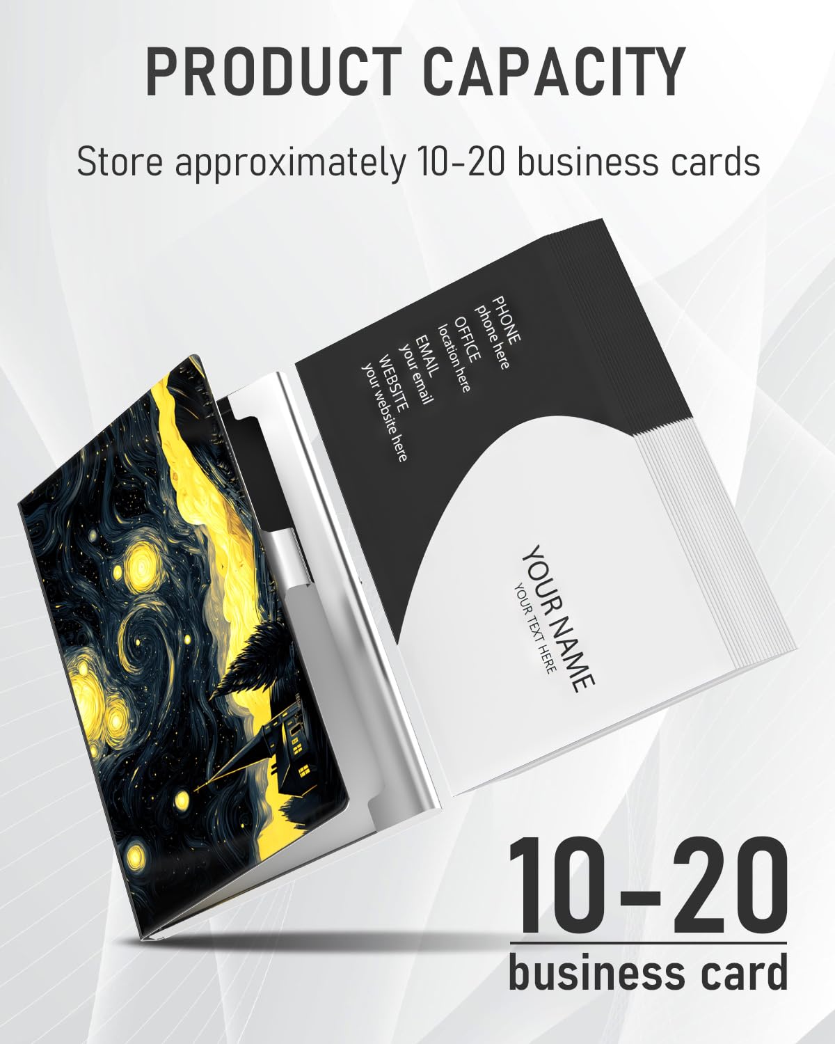 Weaninyiu Business Card Metal Slim Organizer, Professional Stainless Steel Square Pocket Wallet for