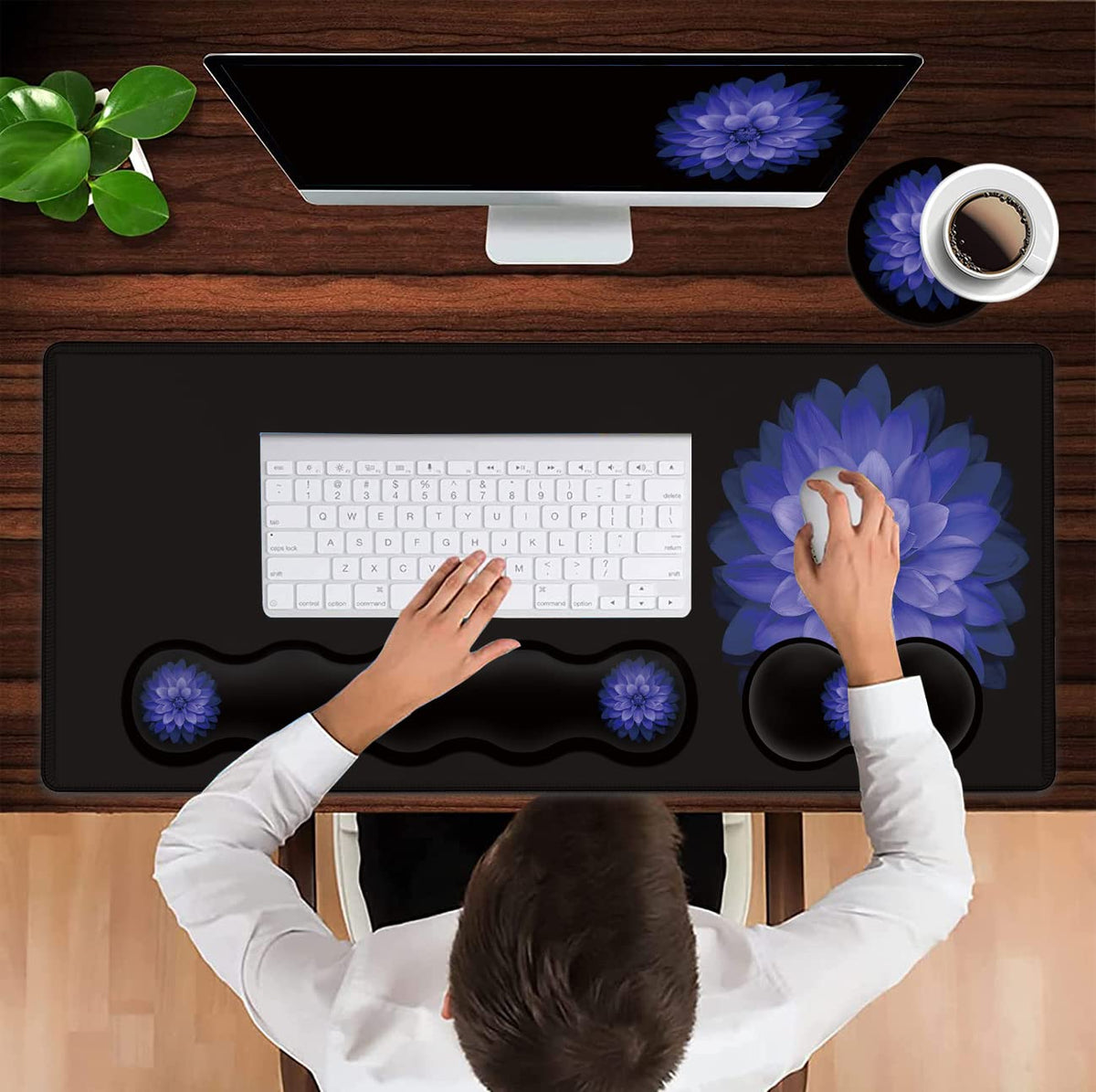 Ergonomic Mouse Pad Set, Desk Mat(31.5×11.8 in) + Keyboard Wrist Rest Support + Mouse Wrist Rest +