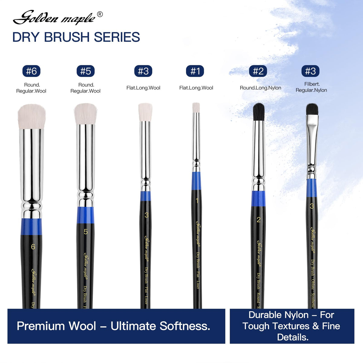 Golden Maple Dry Brushes for Miniature Painting - 6PC Drybrush Set Miniature Dry Brush for Model