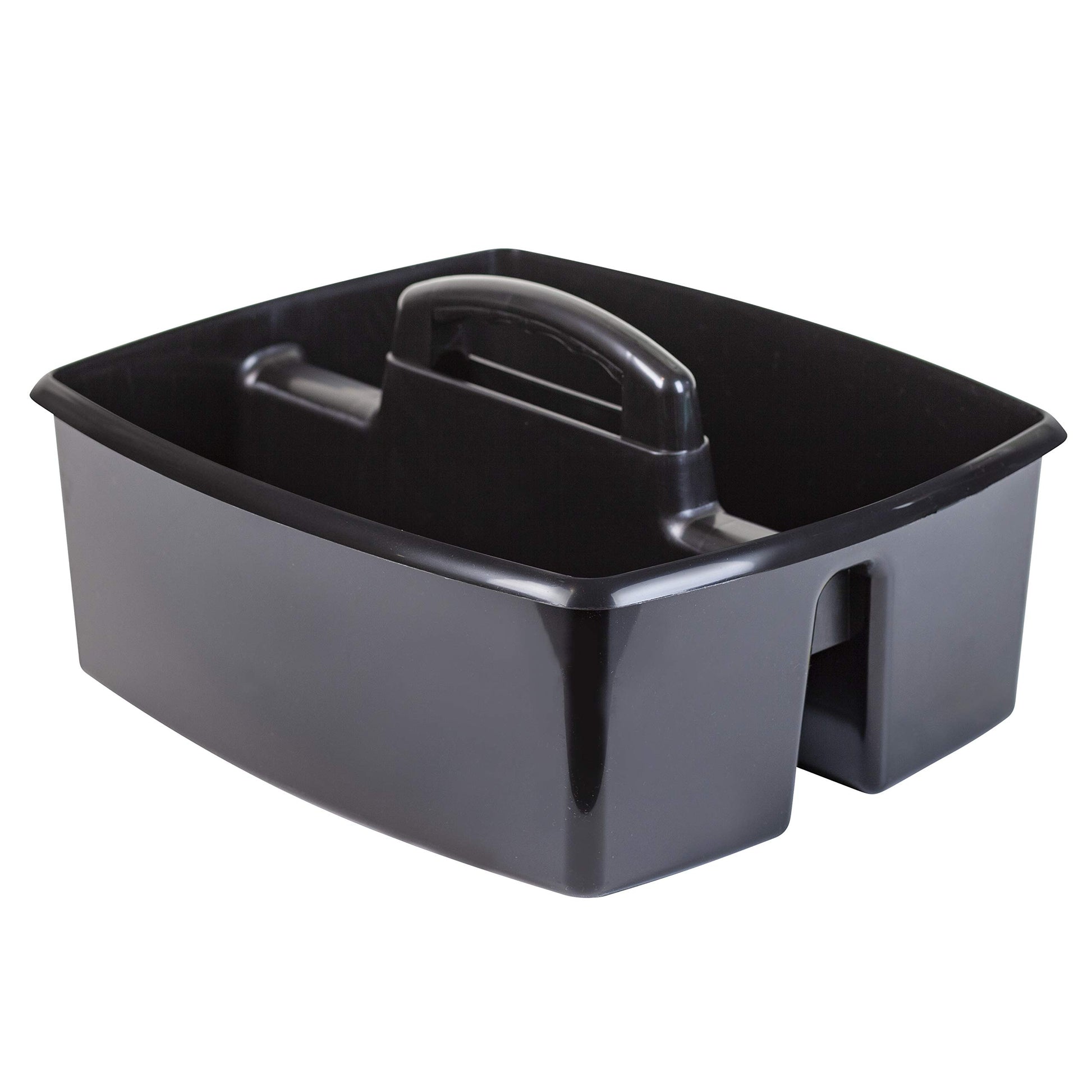 Storex 2-Compartment Large Cleaning Caddy – Multipurpose Supply Organizer with Handle - Black