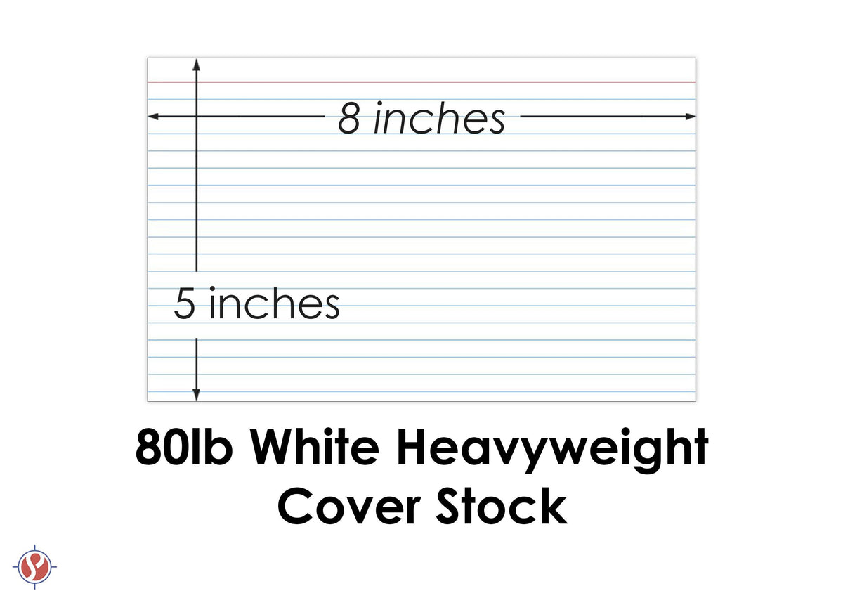 Ruled Index Cards, On 80lb Heavyweight Thick White Cover Stock. "100 Cards per pack" (5 x 8)