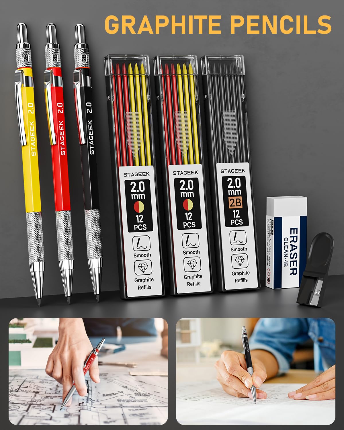 STAGEEK 22-in-1 Carpenter Pencils Set, Mechanical Pencils for Construction