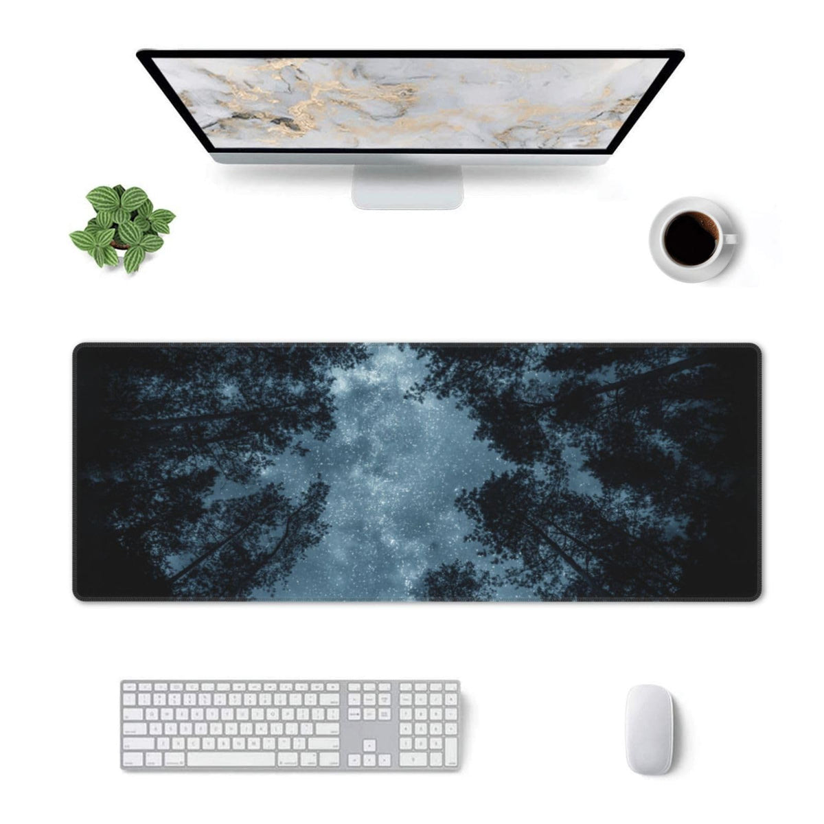 Night Sky Forest Mouse Pad XL Large Mousepad Non Slip Rubber Base Desk Mat for Laptop Computer
