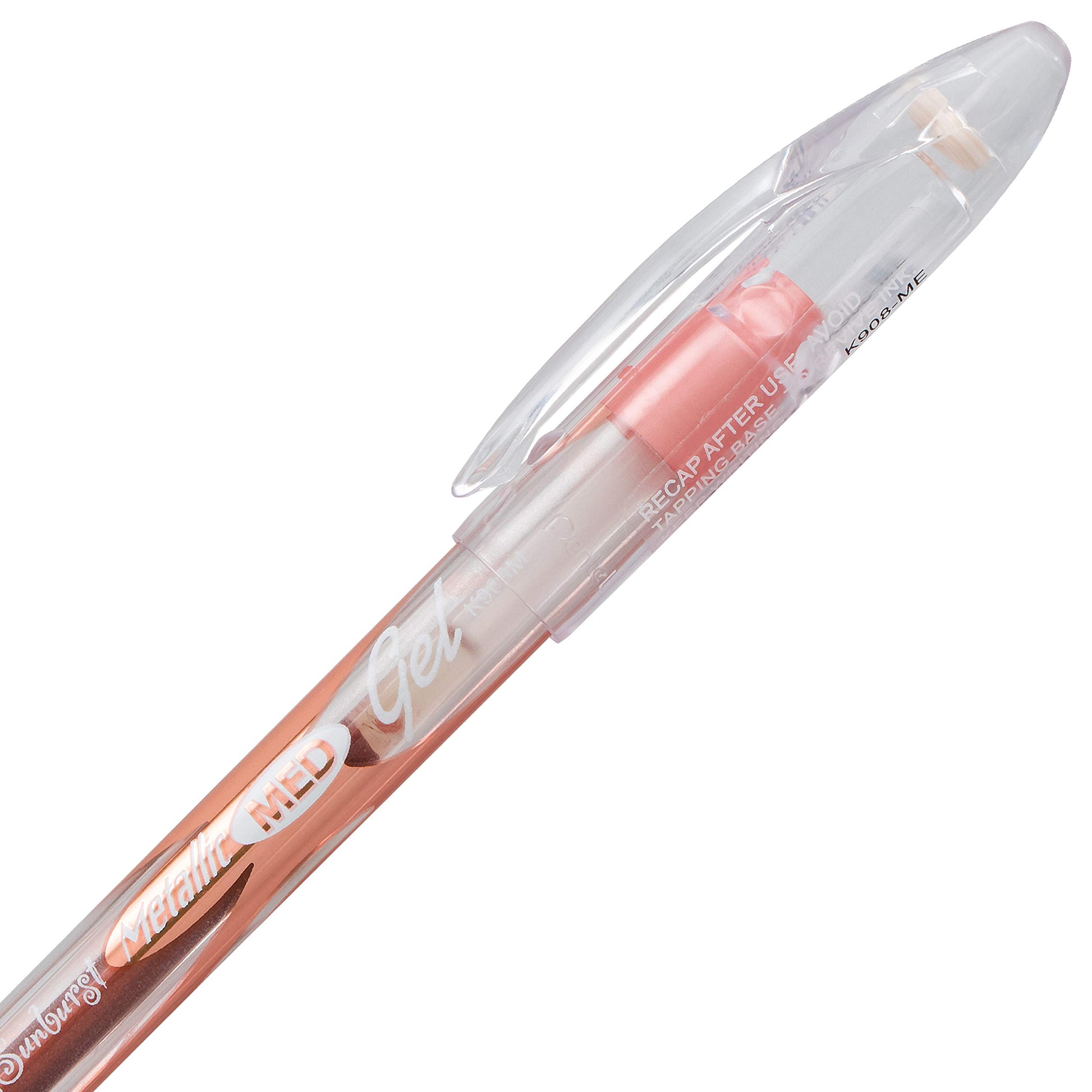 Pentel Sunburst Metallic Gel Pen, 0.8mm Tip Writes 0.4mm Line, Bronze/Transparent Barrel Bronze