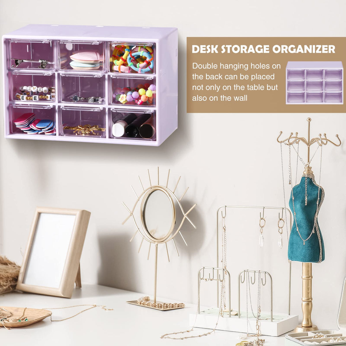 Amyhill 6 Pcs Mini Drawer Organizer Small Organizer with 9 Drawers Plastic Desktop Craft Storage