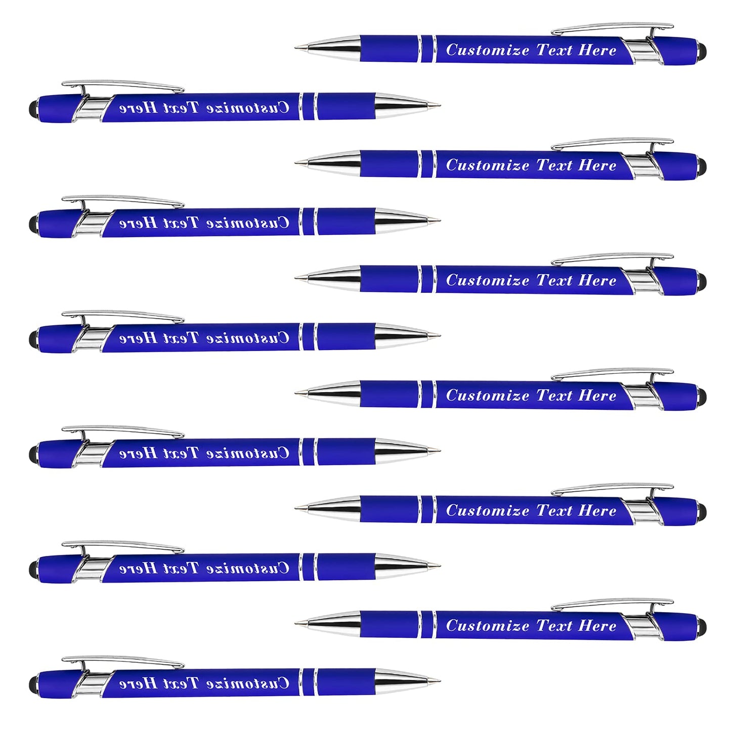 Personalized Pens Bulk with Stylus Tip 12 Pcs Custom Engraving Ballpoint Pens with Name Message