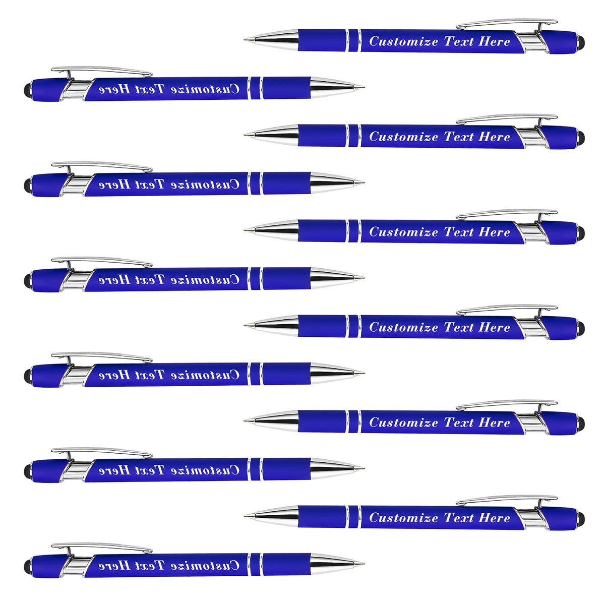 Personalized Pens Bulk with Stylus Tip 12 Pcs Custom Engraving Ballpoint Pens with Name Message