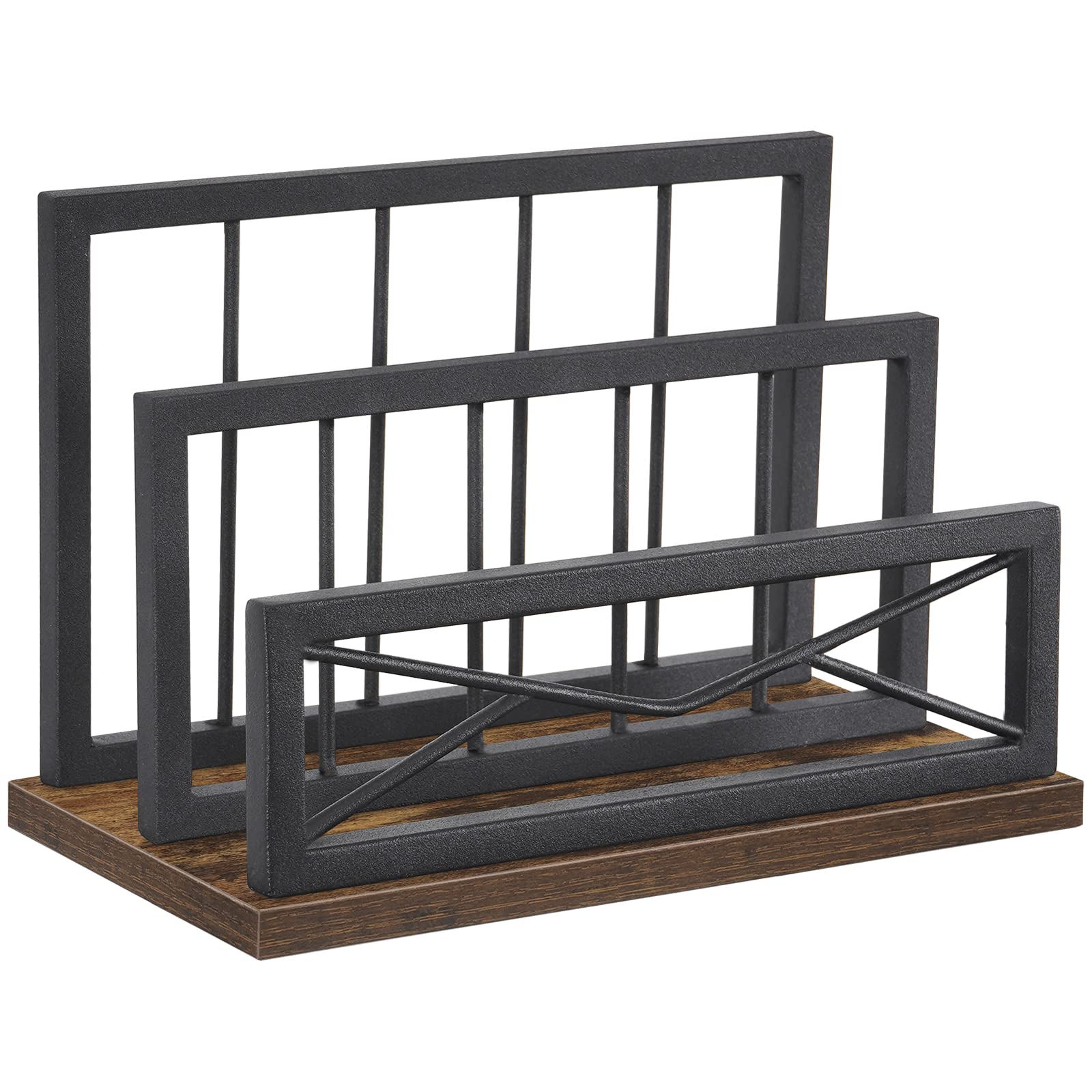 Snughome Desktop Mail Organizer, Desk Mail Organizer with 2-Slot Matte Black Metal Desktop Mail