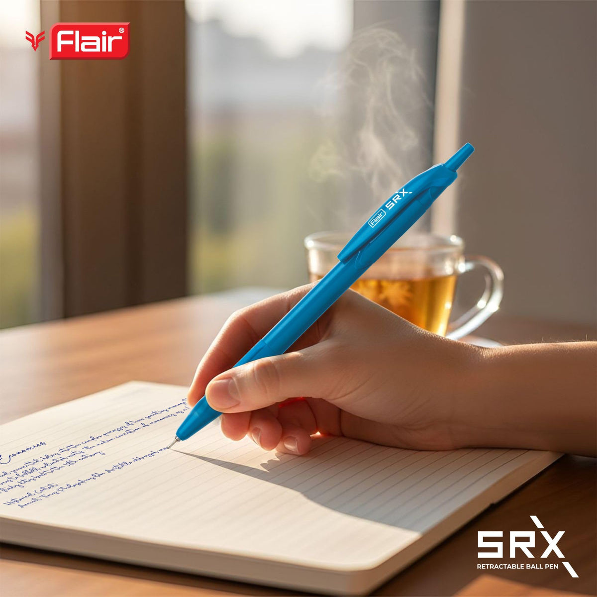 FLAIR Srx 0.7mm Retractable Ball Pen Wallet Pack | Triangular Body Design For Better Grip | Light