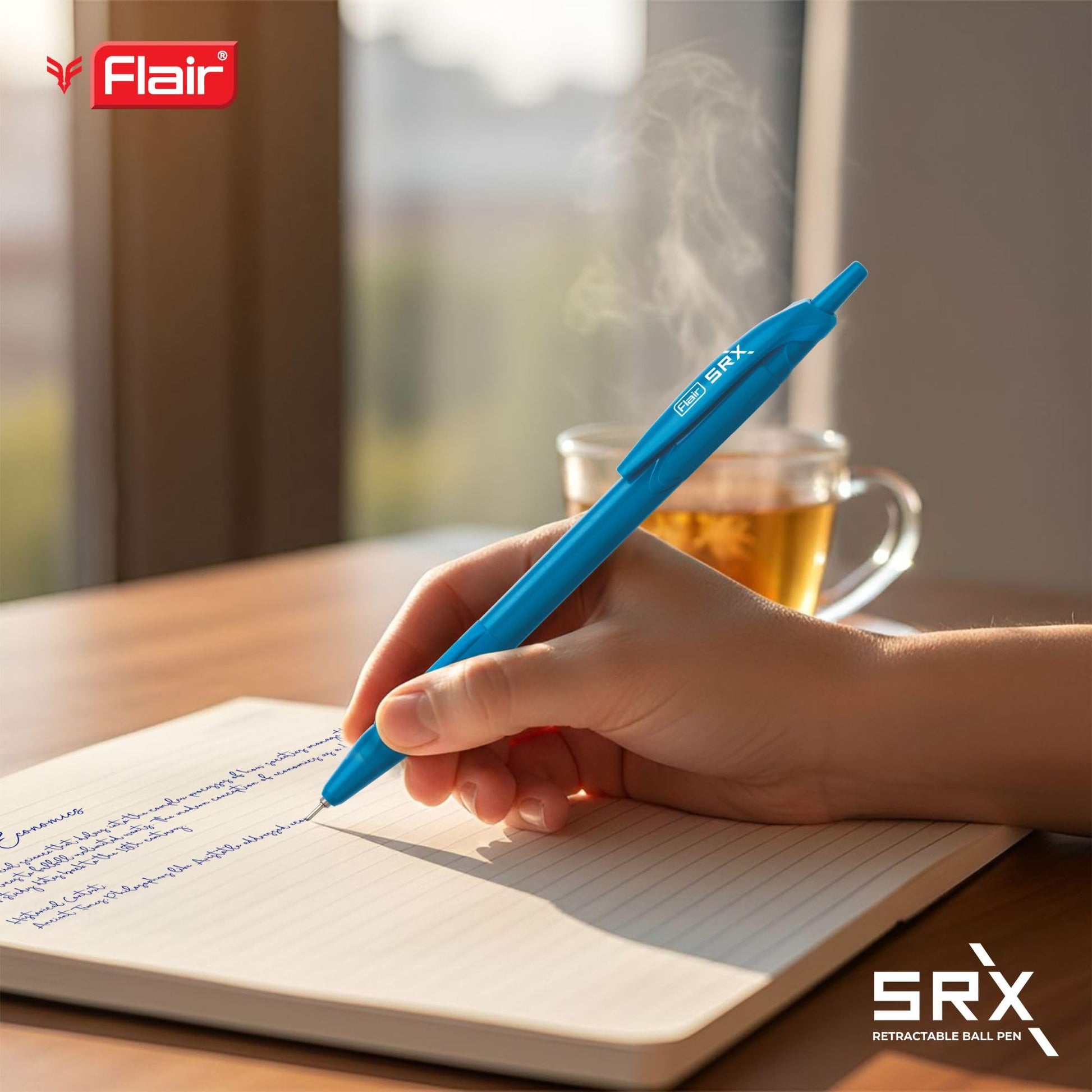 FLAIR Srx 0.7mm Retractable Ball Pen Wallet Pack | Triangular Body Design For Better Grip | Light