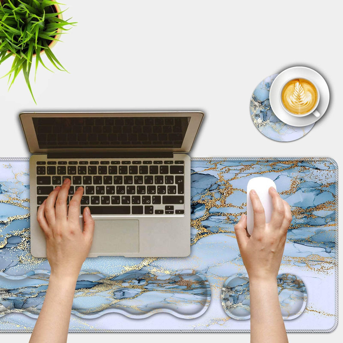 FGDRFGRW Mouse Pad Set,(31.5×11.8 in) Desk Pad + Keyboard Wrist Rest Support + Mouse Wrist Rest +