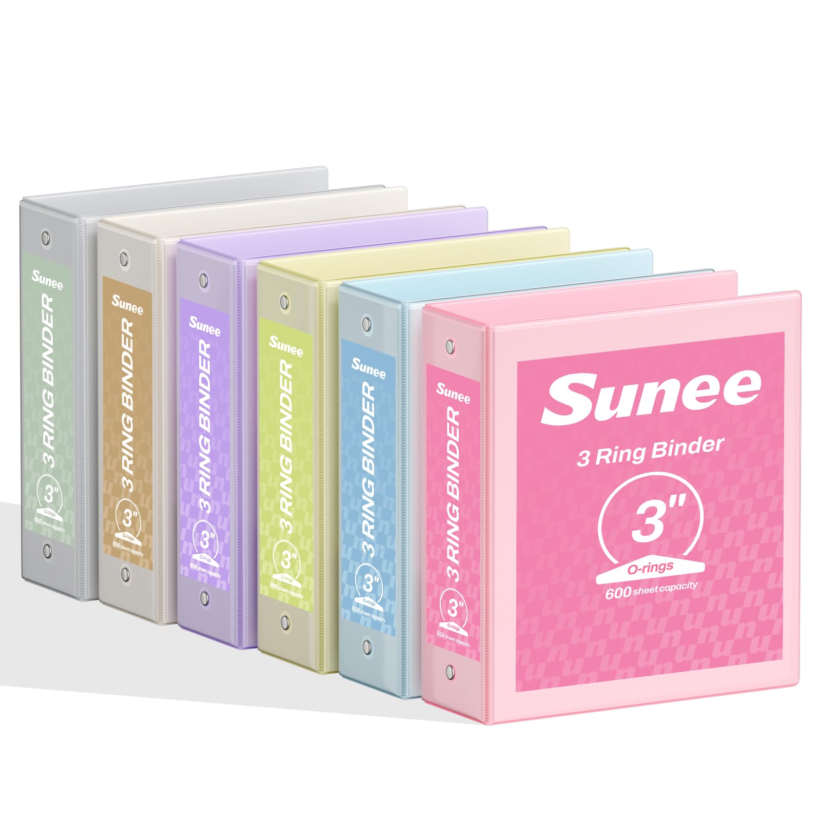 SUNEE 3 Inch Binders 3 Ring 6 Pack, Large 3" Clear View Three Ring Binder PVC-Free (Fit 8.5x11