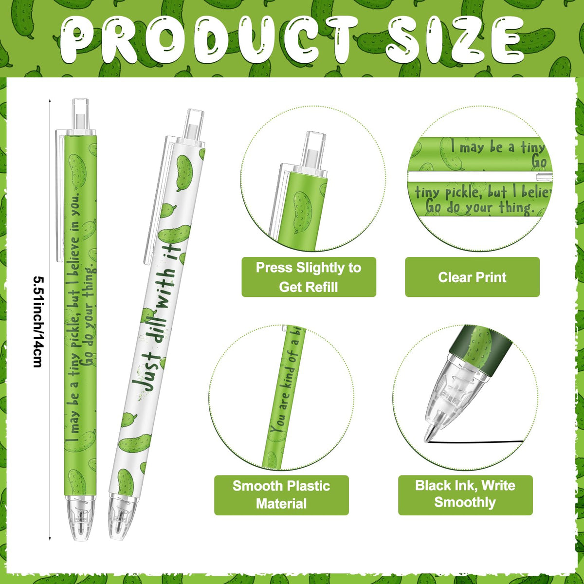Jetec 60 Pcs Pickle Pens Inspirational Ballpoint Pens Black Ink Bulk