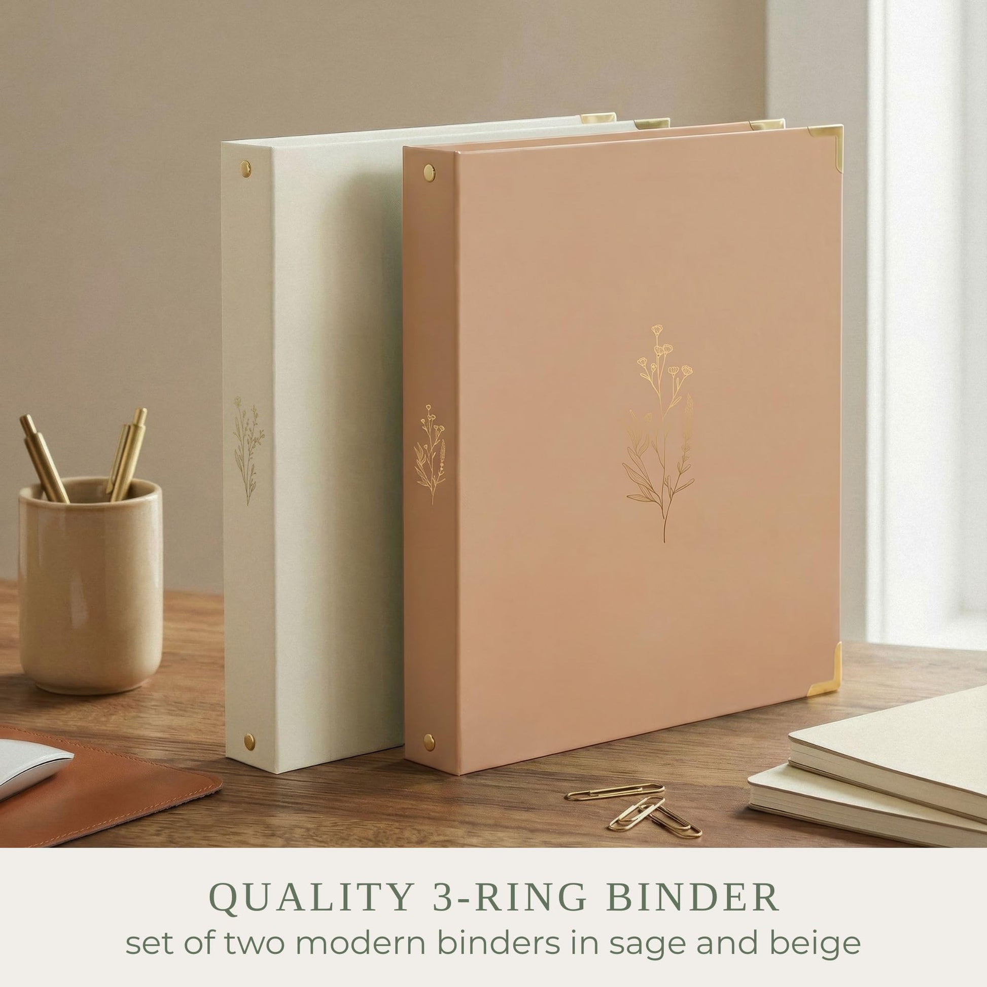 Aesthetic 3 Ring Binder Set of 2 - 1 Inch Binder Fits Letter Sized Paper