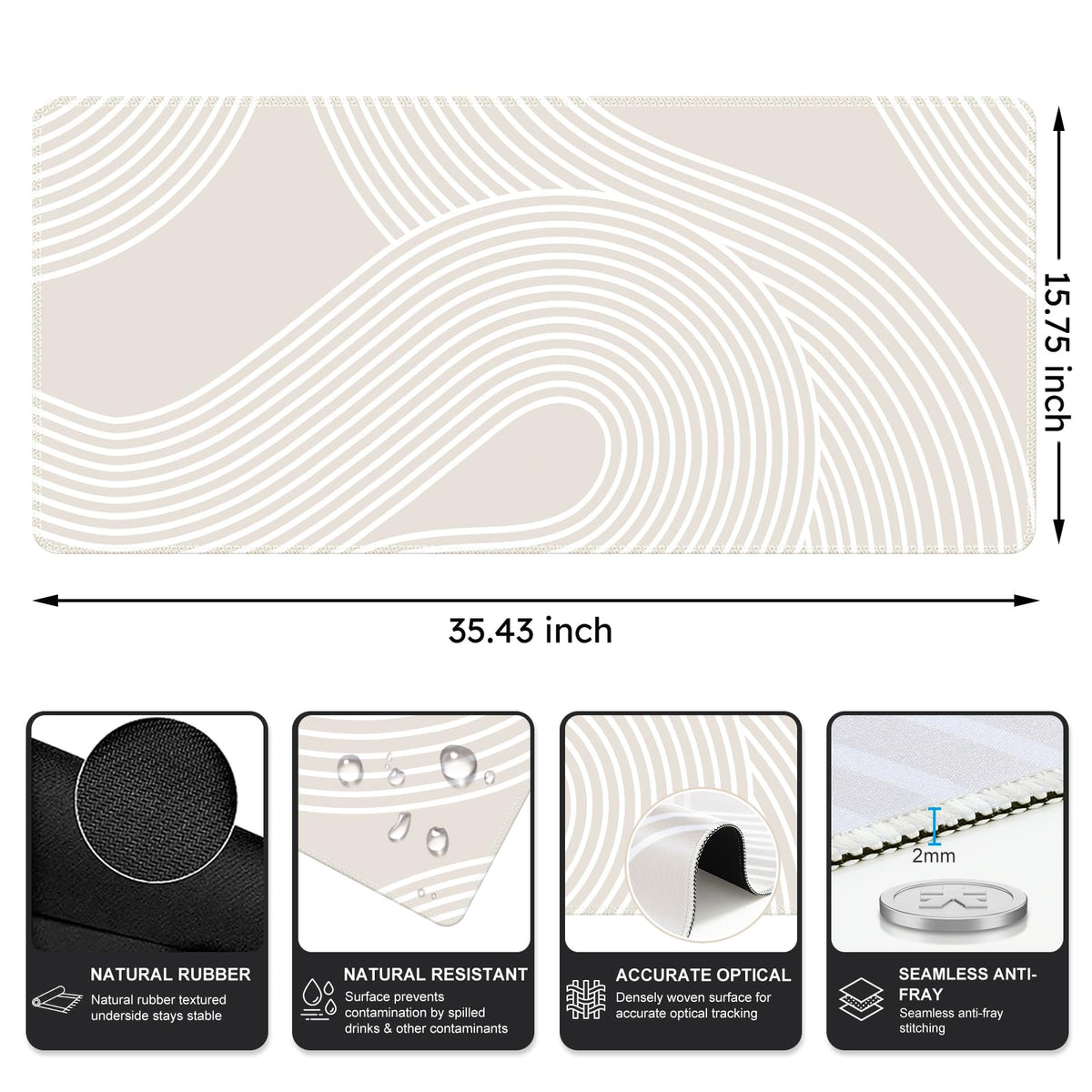 iCasso Desk Pad,Desk Matt for Desktop,Large Mouse Pad,Lines