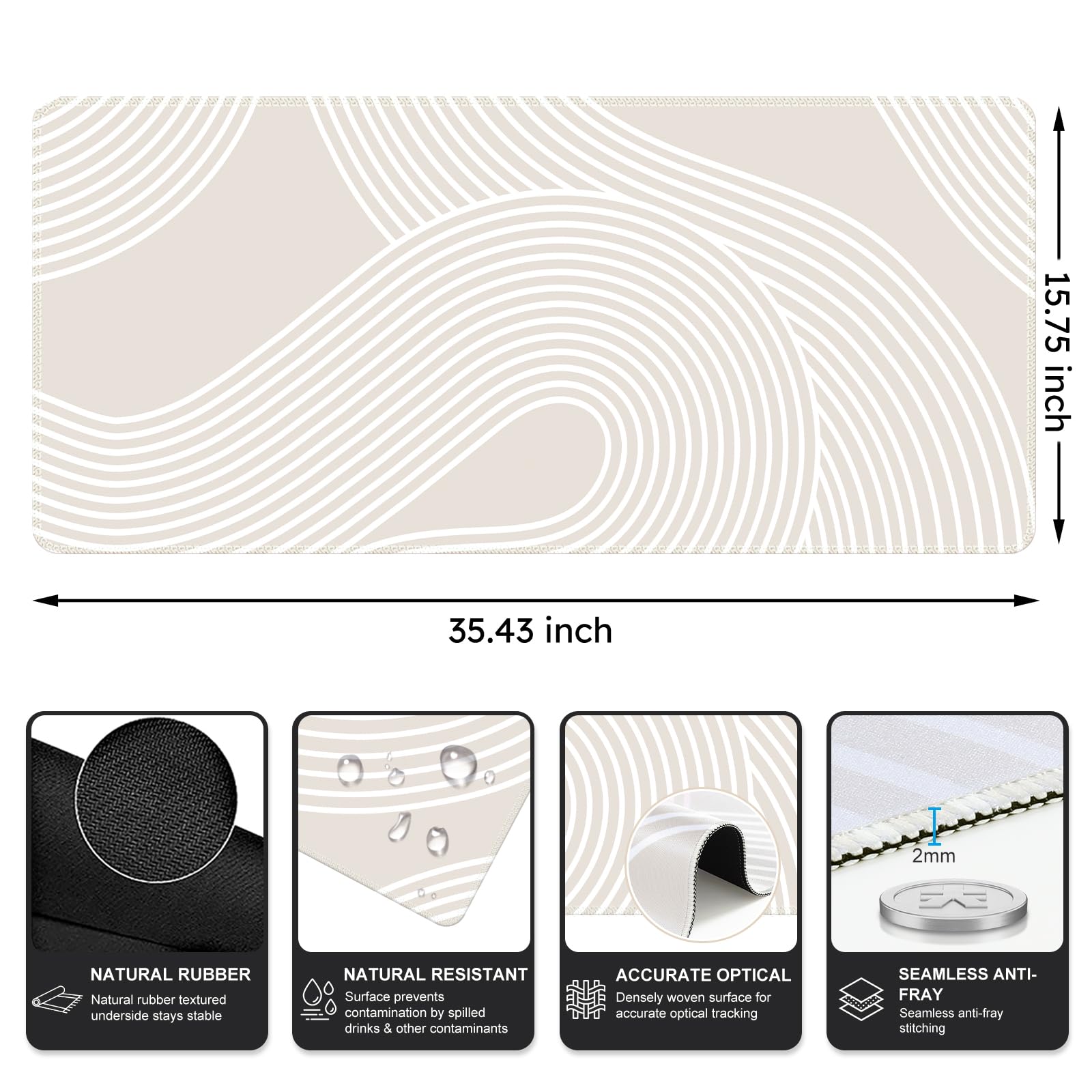 iCasso Desk Pad,Desk Matt for Desktop,Large Mouse Pad,Lines