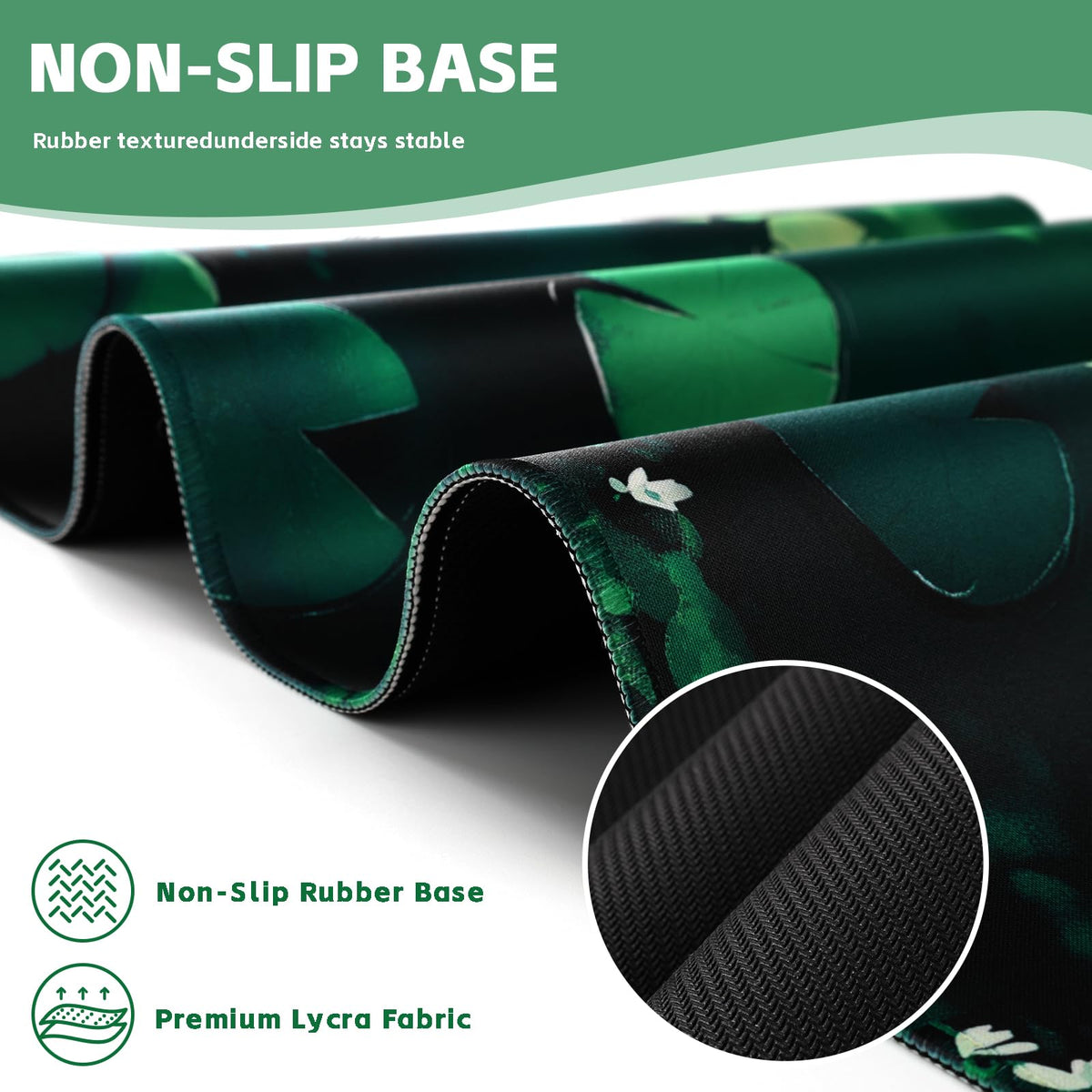 Baziabbo Green Desk Mat,XXL Extended Big Mouse Pad,Gaming Mousepad with Stitched Edge,Non-Slip