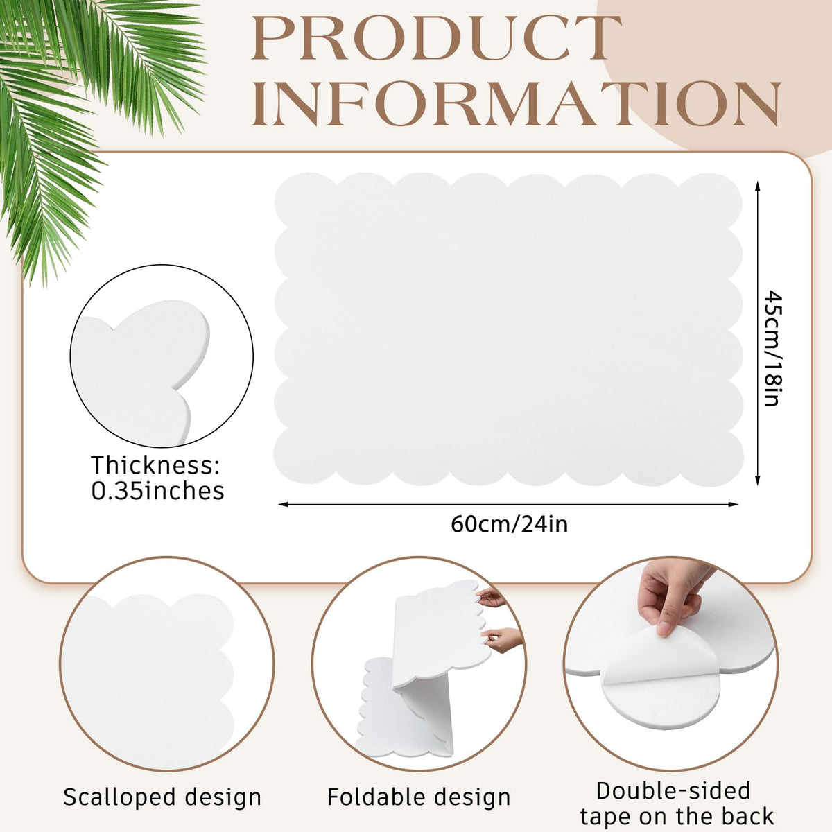 Mooliwe Scalloped Felt Bulletin Cork Board Foldable White 24 * 18 Inch