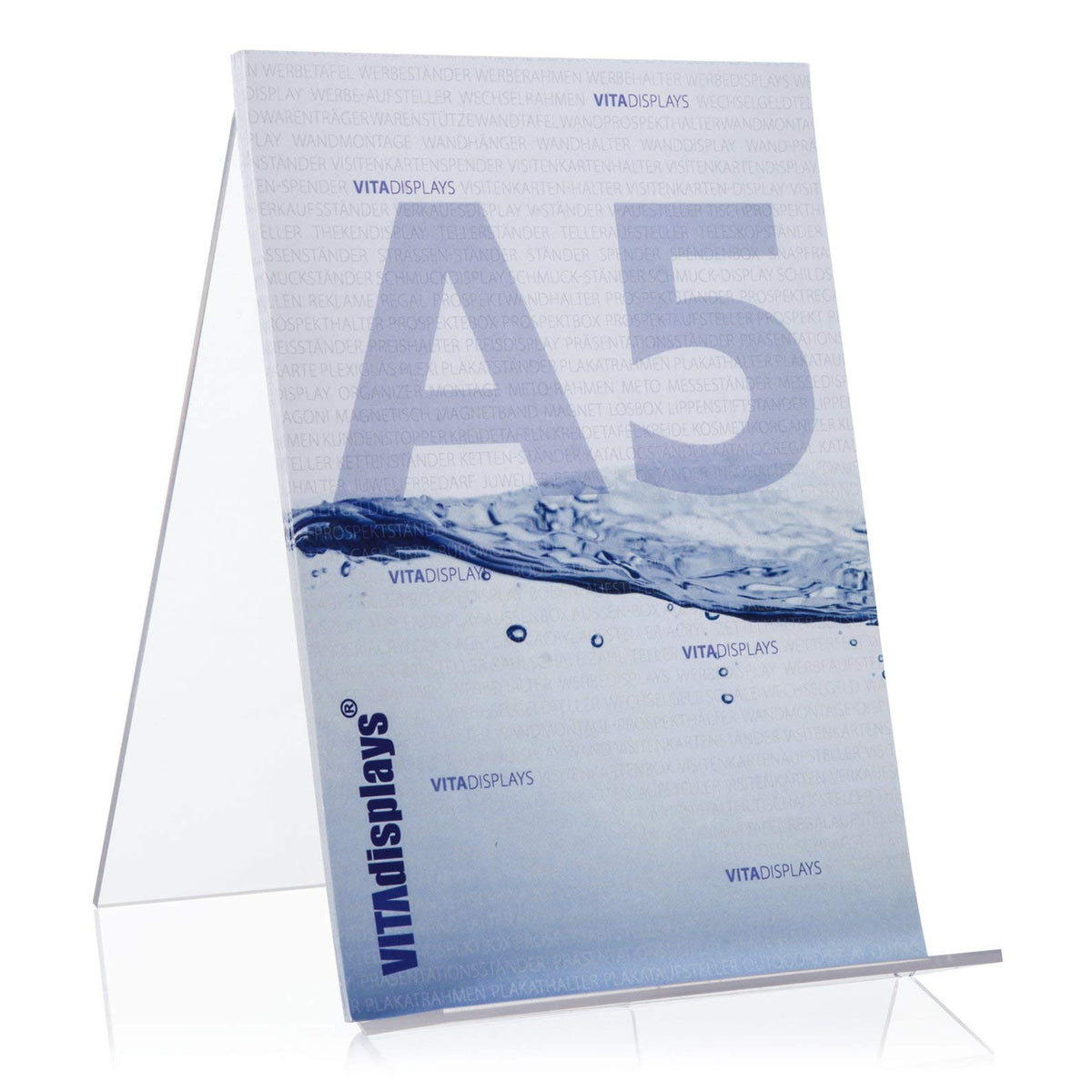 Plexiglas® Book Stand/Stand as Goods Carrier and Angled Stand in DIN A5 Format