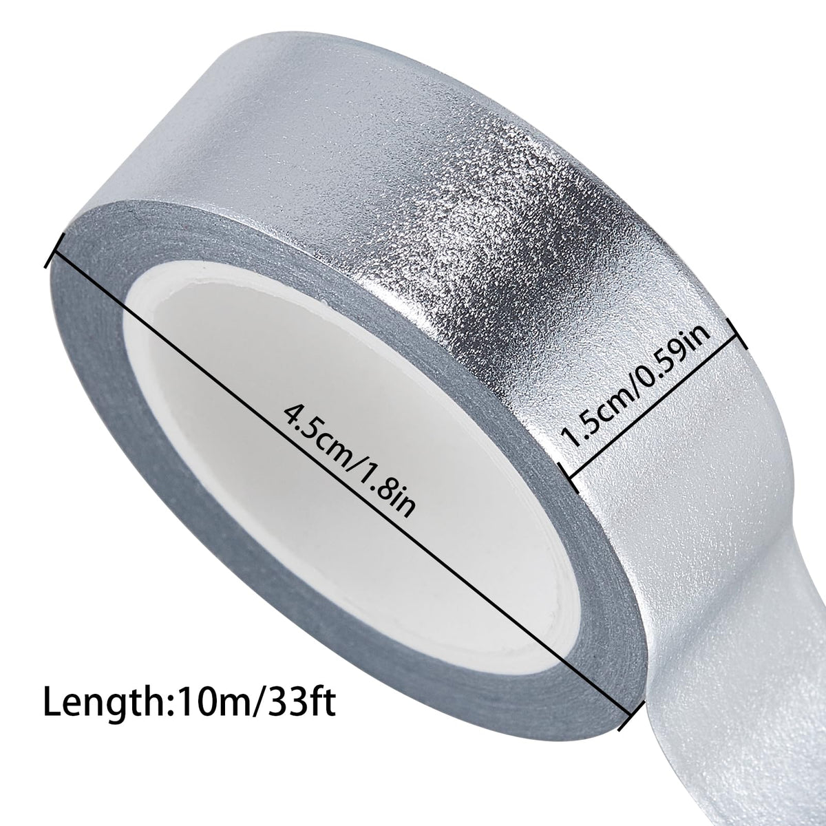 QDiShi 2 Rolls Silver Washi Tape for Wall Decor Decorative,Foil Masking Tape Low Tack Self Adhesive