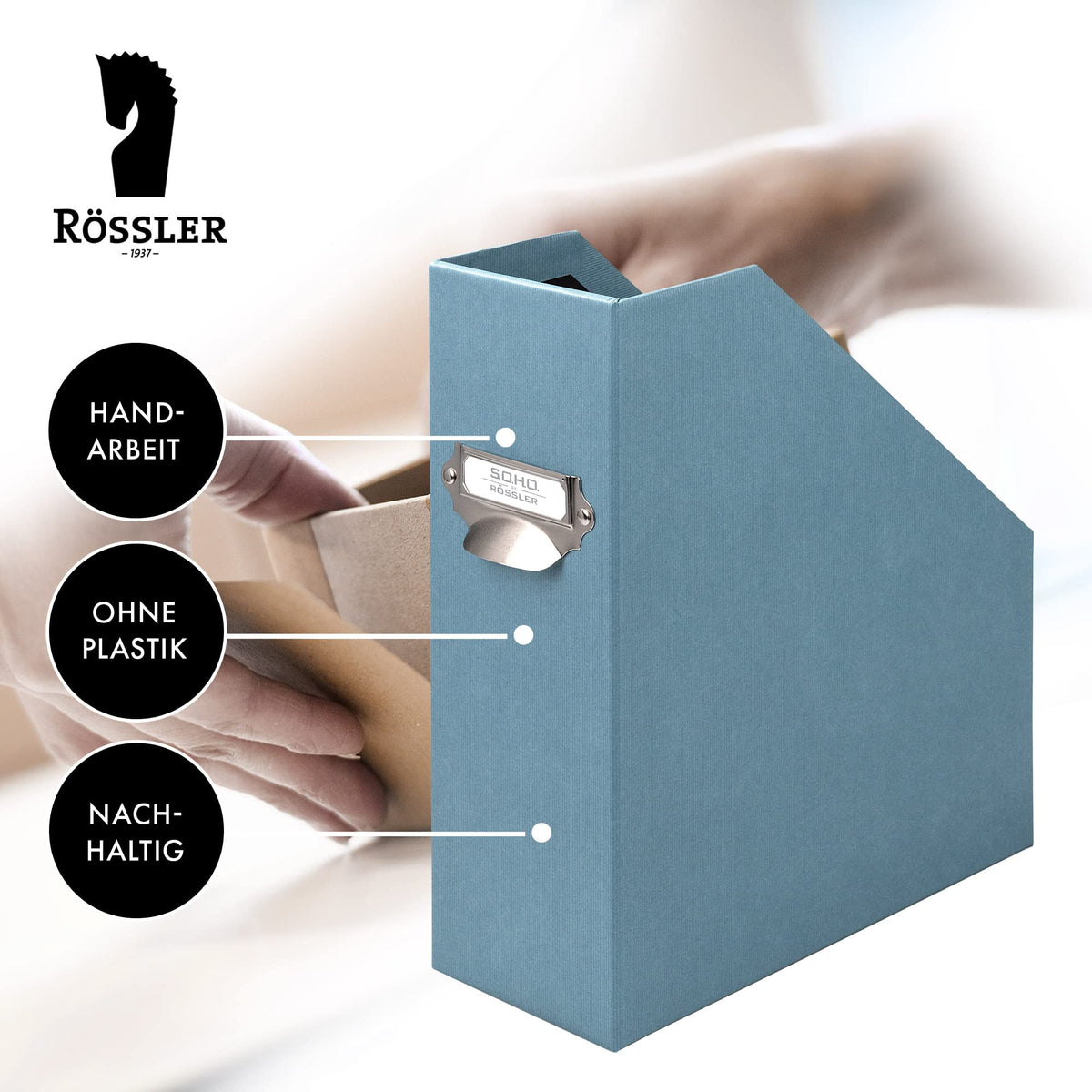 S.O.H.O. 1318452151 A4 Denim Magazine Rack with Index Holder and Handle