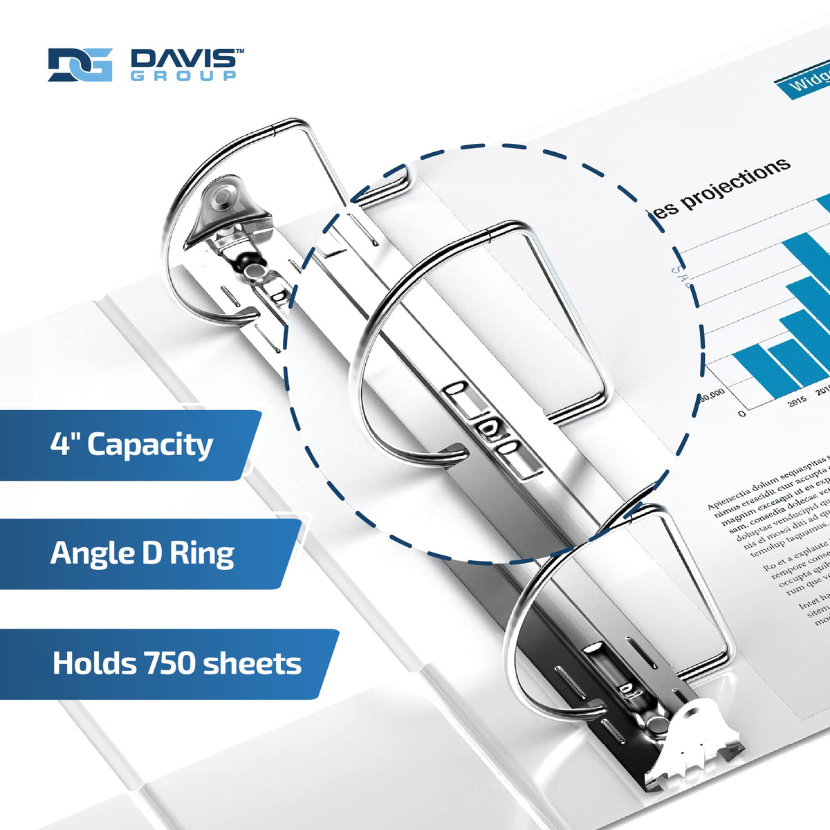Easyview 3-Ring Binder, Clear-View Cover, 4" D Rings, White, 4 Pack