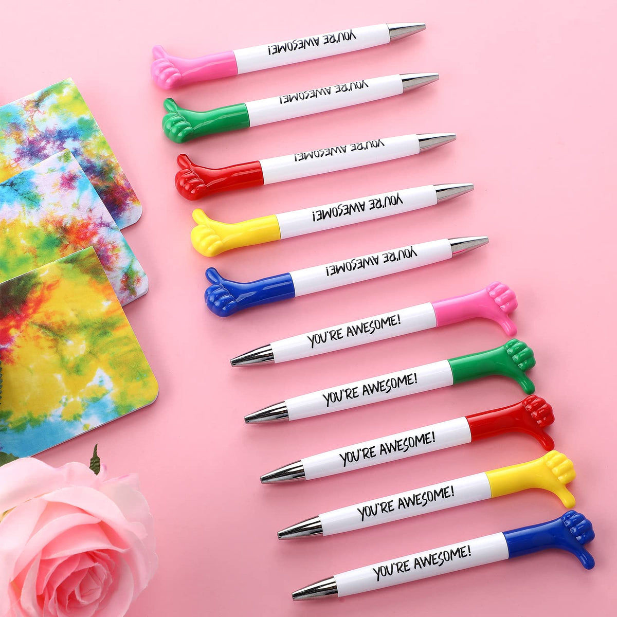 Fumete 50 Pcs You're Awesome Thumbs up Pens Thank You Gifts Inspirational Quotes Fun Employee