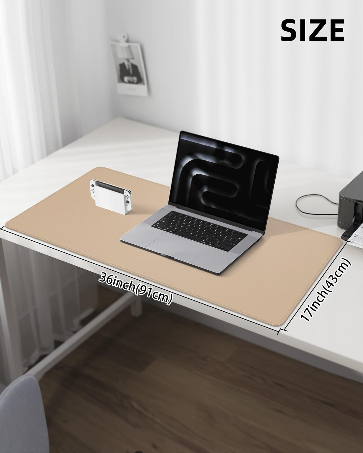 Leather Desk Protector, Large Mouse Pad & Waterproof PU Leather Blotter Mat - Non-Slip Desk Cover